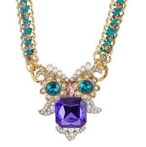 Betsey Johnson Gold Tone Critters Crystal Owl Statement Pendant Necklace
